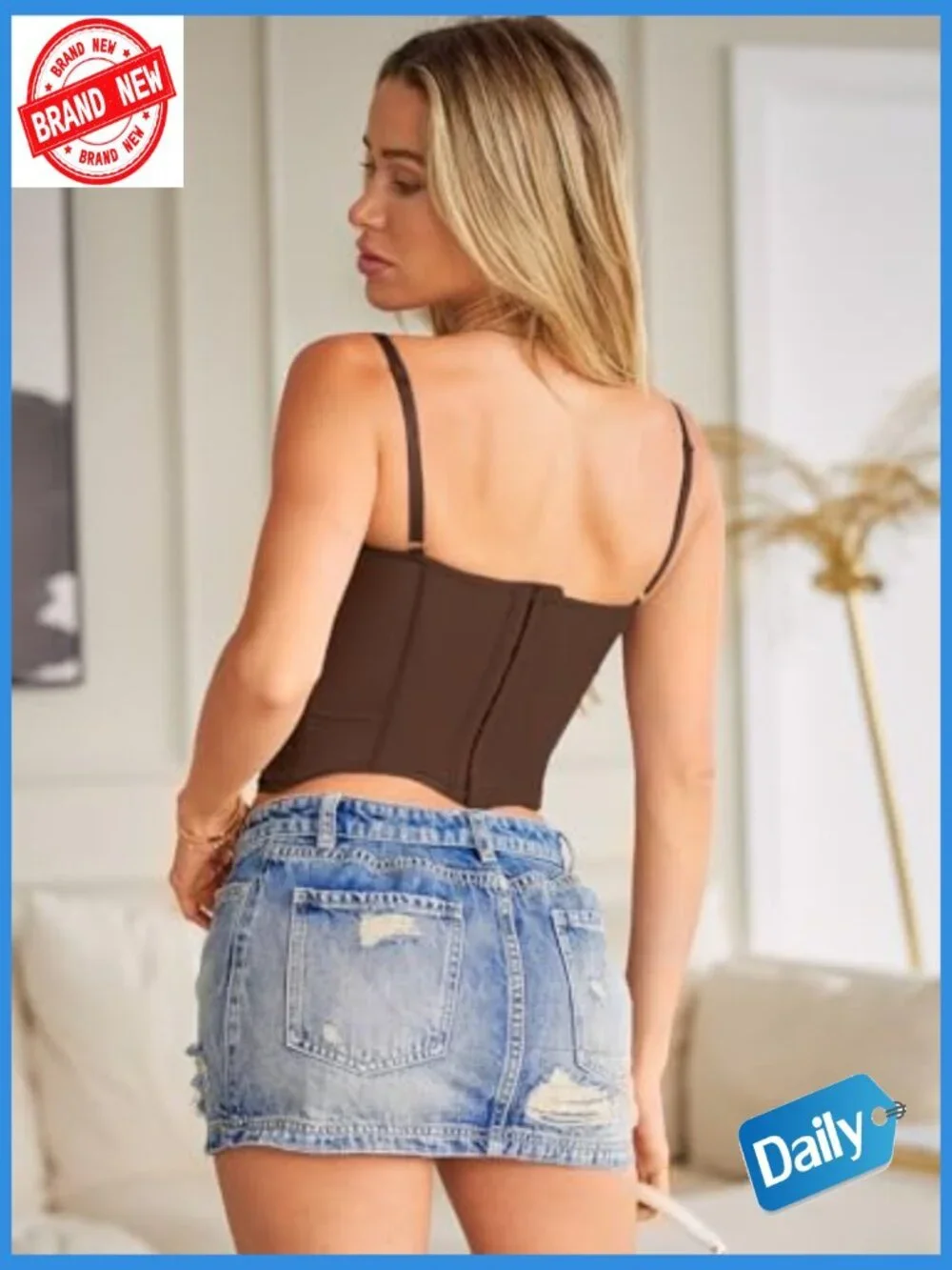 Lace Mesh Corset Crop Top Bustier Spaghetti Strap Cute Party Going Out Style